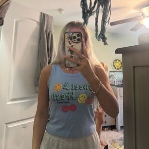 Blue Tank Top with Smiley Faces